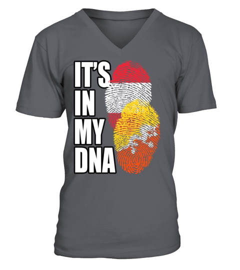 Bhutanese And Austrian Mix Heritage DNA Flag V-Neck T-shirt