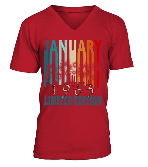 Birth Month Januar y 1963 Vintage V-Neck T-shirt