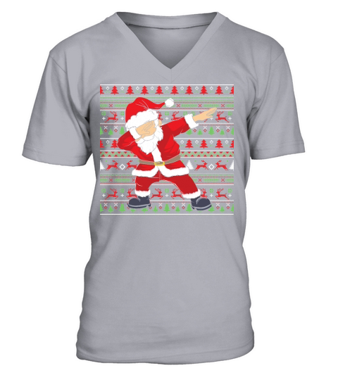 Merry Christmas Dabbing Santa Claus Ugly Sweater V-Neck T-shirt