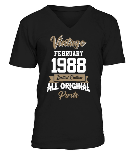 February 1988 Vintage Birthday Present V-Neck T-shirt