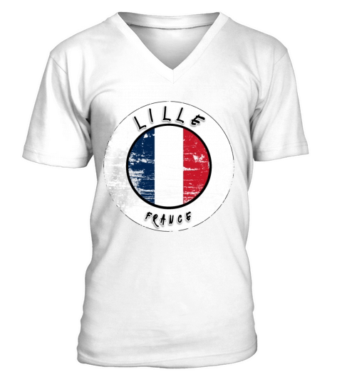 Lille France Vintage V-Neck T-shirt