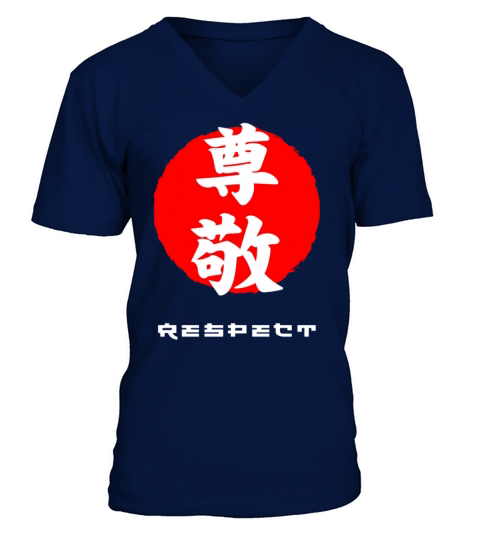 Respect Japan quote Japanese kanji words V-Neck T-shirt