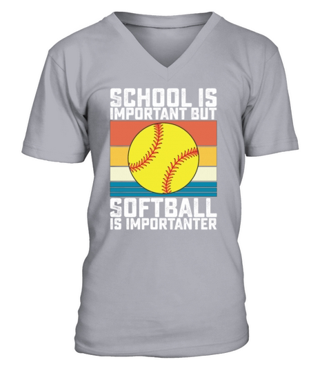 School Is Important But Softball Is Importanter V-Neck T-shirt