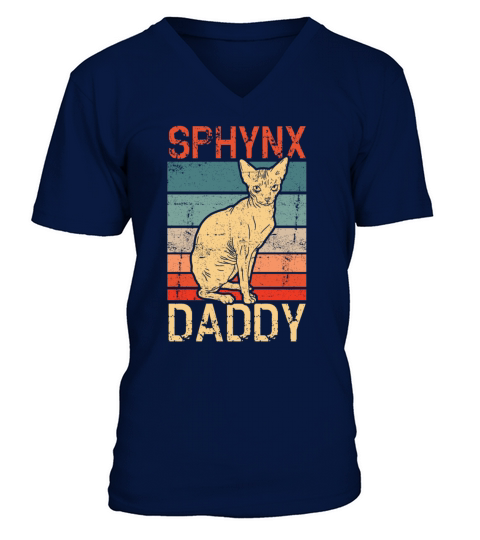 Sphynx Daddy Kitten Pet Owner Vintage Sphynx Cat V-Neck T-shirt