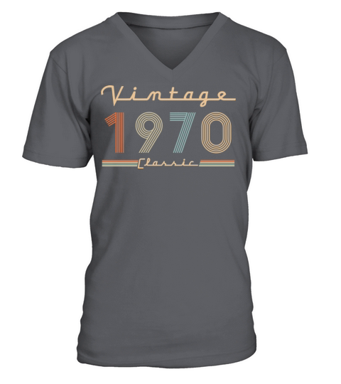 Vintage Classic Born In 1970 Retro 50th Birthday V-Neck T-shirt