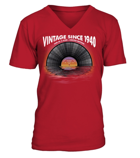Vintage since 1940 Retro Disco Music Vintage V-Neck T-shirt