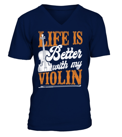 Violin Violinist Vintage Life Is V-Neck T-shirt
