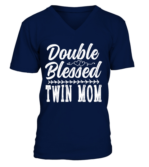 Womens Twin Mama Twin Mom to Be Pregnancy V-Neck T-shirt