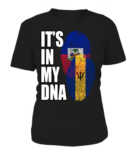Barbadian And Haitian Mix Heritage DNA Flag Women's T-Shirt