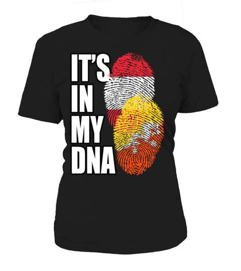 Bhutanese And Austrian Mix Heritage DNA Flag Women's T-Shirt