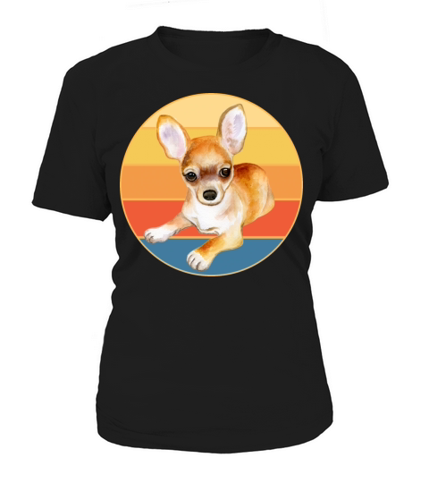 Cute Chihuahua Dog Breed Vintage Retro Sunset Women's T-Shirt