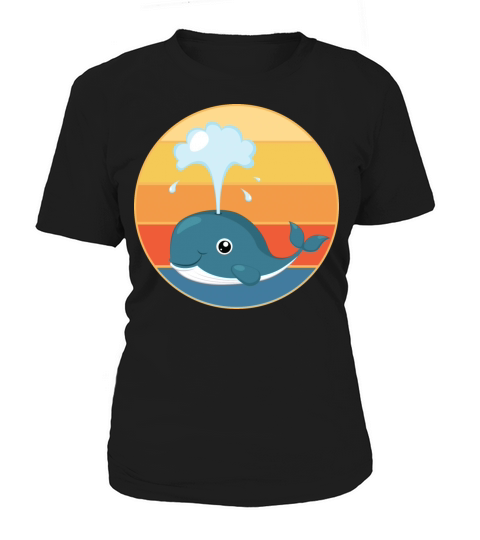 Cute Kawaii Whale Retro Sunset Vintage Ocean Women's T-Shirt