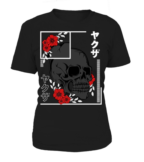 Skull Roses Japanese Retro Vintage Asian Character Women's T-Shirt