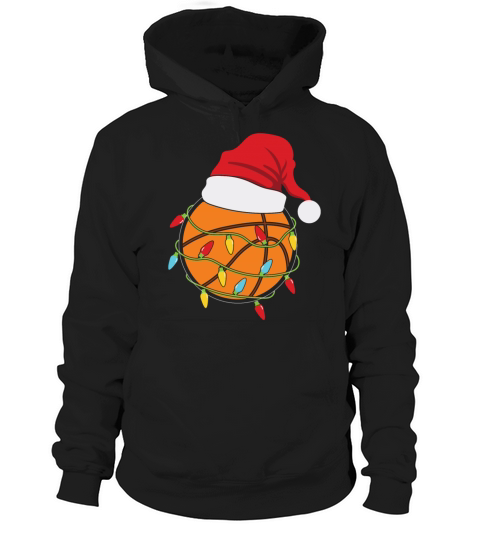 Basketball Christmas Lights Santa Hat Hoodie Unisex