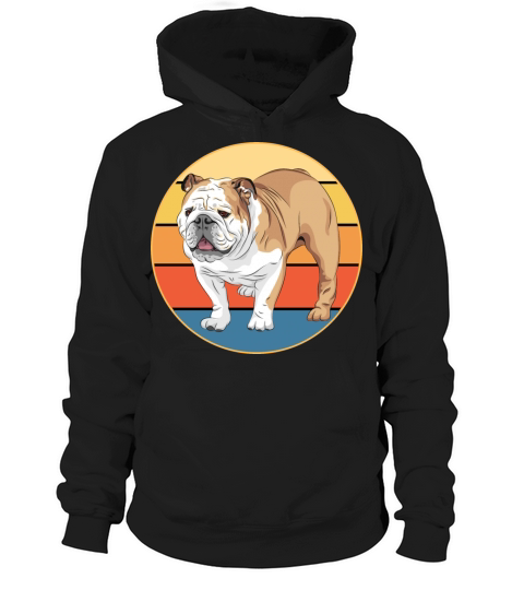 Bulldog Dog Breed Vintage Retro Sunset Hoodie Unisex