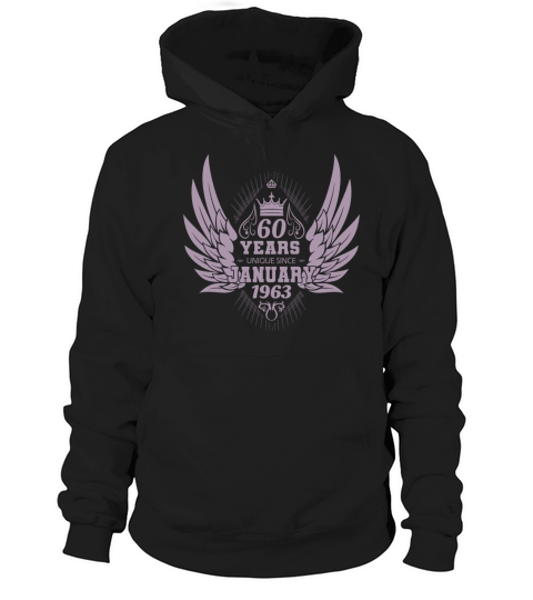 Vintage 1963 Birthday January Angel Wings Hoodie Unisex