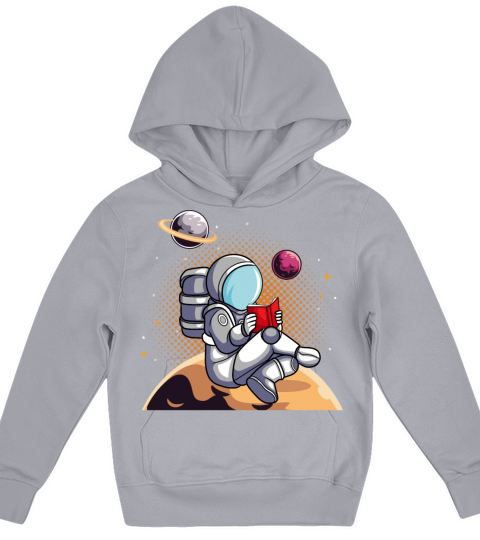 Bookworm Astronaut Reading Book in Space Kids Hoodie