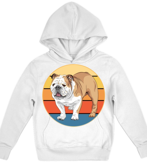 Bulldog Dog Breed Vintage Retro Sunset Kids Hoodie