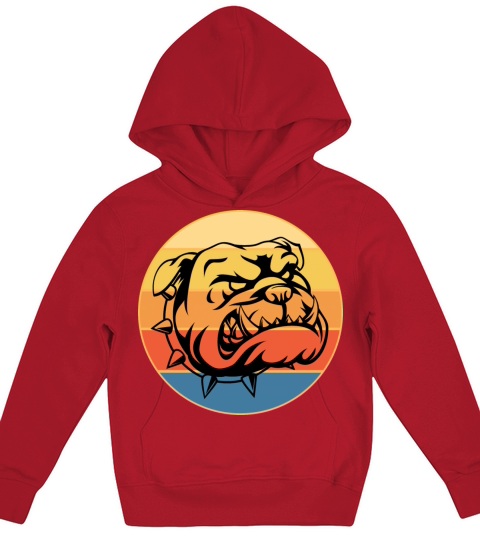 Bulldog Dog Breed Vintage Retro Sunset Kids Hoodie