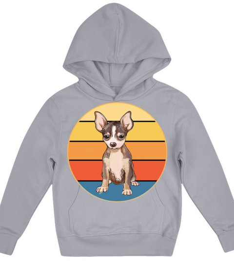 Cute Chihuahua Dog Breed Vintage Retro Sunset Kids Hoodie