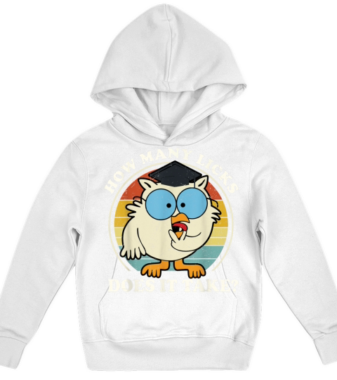Funny Owl How Many Licks Does It Take Retro Vintag Kids Hoodie