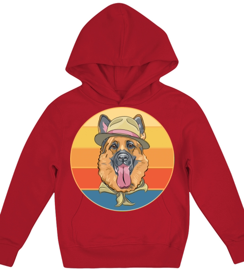German Shepherd Dog Breed Vintage Retro Sunset Kids Hoodie
