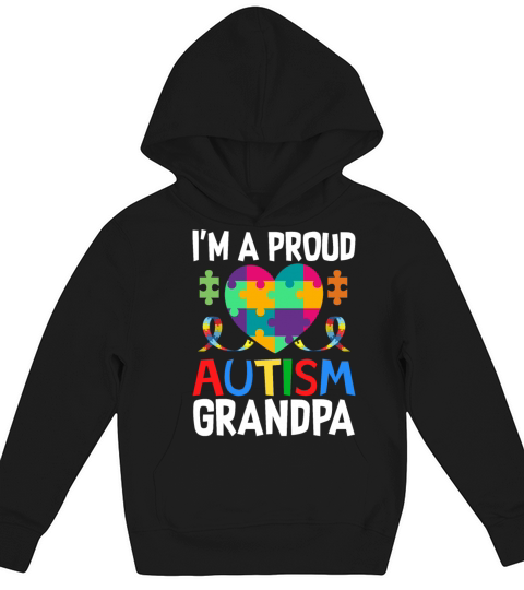 Proud Grandpa Autism Awareness Family Matching Kids Hoodie