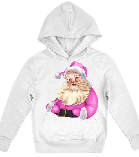 Merry Christmas retro vintage pink santa claus Kids Hoodie