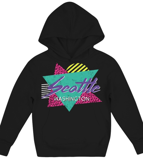 Seattle Washington Vintage Retro 80s Or 90s Kids Hoodie