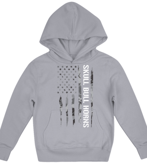 Skull Bull Horns - American Flag Kids Hoodie