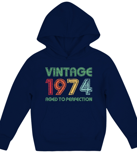 Vintage 1974 Aged To Perfection 47th Birthday Gift Kids Hoodie