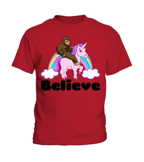 Bigfoot Riding A Unicorn Kids T-Shirt