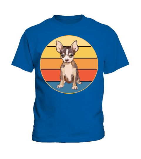 Cute Chihuahua Dog Breed Vintage Retro Sunset Kids T-Shirt