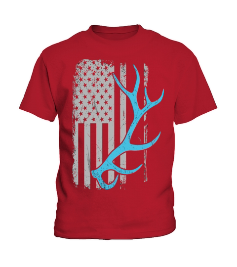 Elk Hunter Vintage American Flag Shed Antler Kids T-Shirt