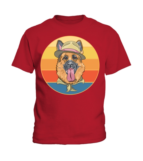 German Shepherd Dog Breed Vintage Retro Sunset Kids T-Shirt