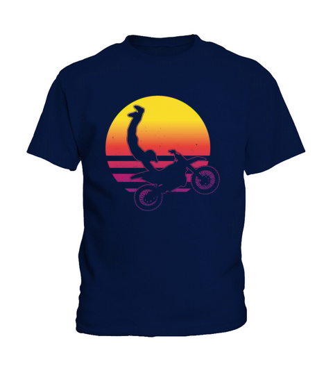 Motocross Jump Vaporwave Sunset Dirtbike Stunt Kids T-Shirt