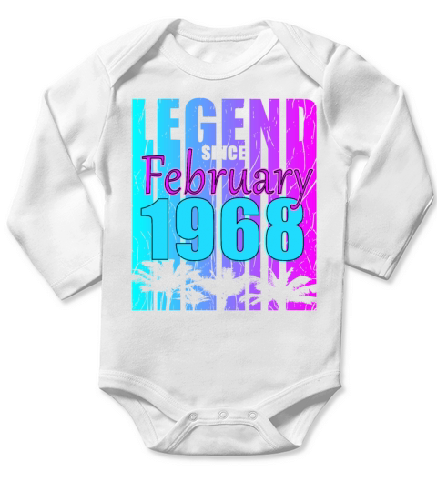 1968 Born Legend February Vintage Long Sleeve Baby One-Piece