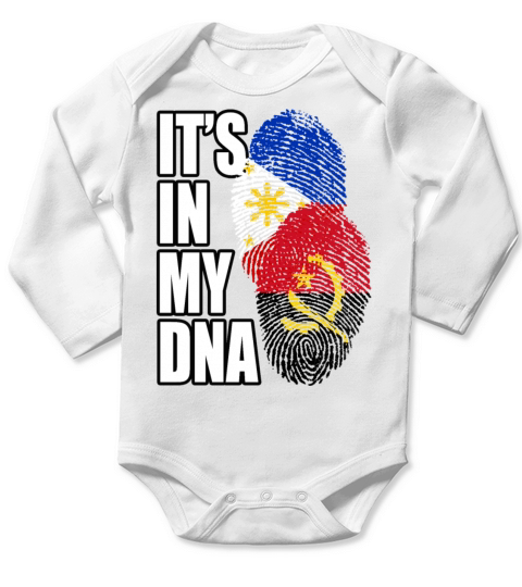 Angolan And Filipino Mix Heritage DNA Flag Long Sleeve Baby One-Piece