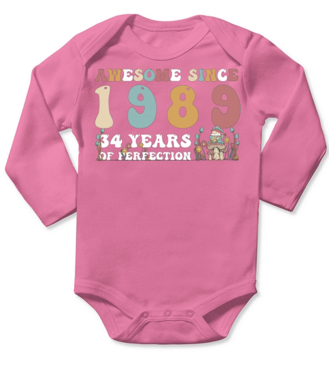 Awesome since 1989 34 Year of Perfection - 34th Long Sleeve Baby One-Piece