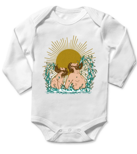 Bearded beard men swimming Bearded beard men swimm Long Sleeve Baby One-Piece