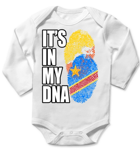 Bhutanese And Congolese Mix Heritage DNA Flag Long Sleeve Baby One-Piece