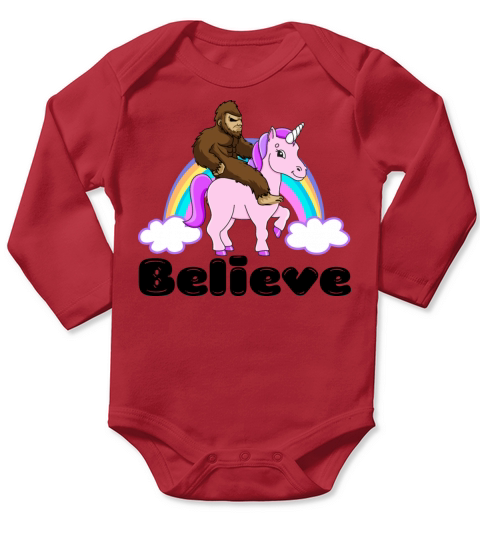 Bigfoot Riding A Unicorn Long Sleeve Baby One-Piece