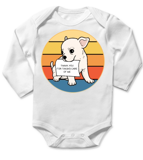 Cute Chihuahua Dog Breed Vintage Retro Sunset Long Sleeve Baby One-Piece