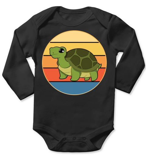 Cute Turtle Vintage Retro Sunset Marine Animal Long Sleeve Baby One-Piece