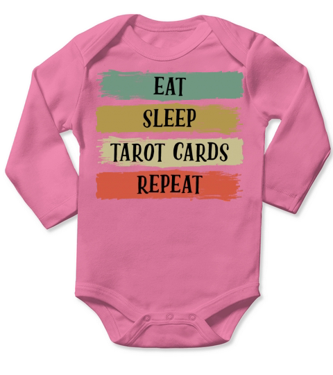 Eat Sleep Retro Vintage Tarot Cards Cartomancy Long Sleeve Baby One-Piece