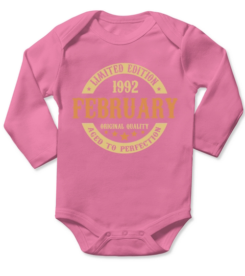 February 1992 Vintage Birthday Present Long Sleeve Baby One-Piece