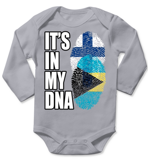 Finland And Bahamian Mix Heritage DNA Flag Long Sleeve Baby One-Piece