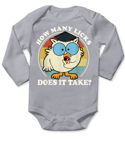 Funny Owl How Many Licks Does It Take Retro Vintag Long Sleeve Baby One-Piece
