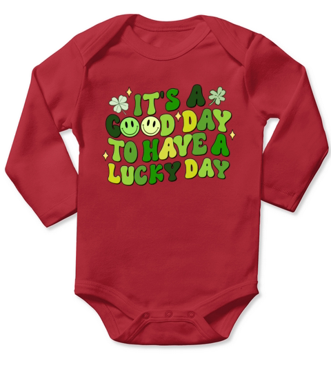 Have A Lucky St Patricks Day Quote Shamrock Long Sleeve Baby One-Piece