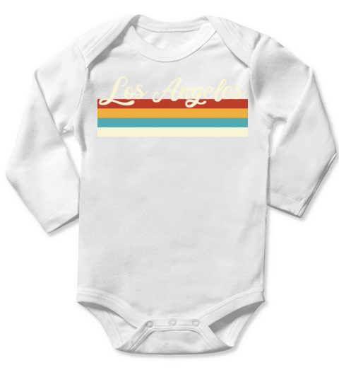 Los Angeles - California - Retro - Vintage - USA Long Sleeve Baby One-Piece
